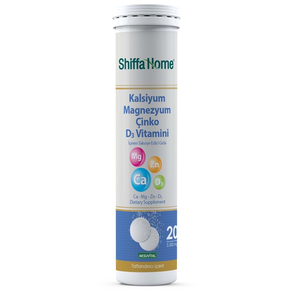 Shiffa Home Kalsiyum Magnezyum Çinko D3 Vitamini 3500 Mg 20 Tablet