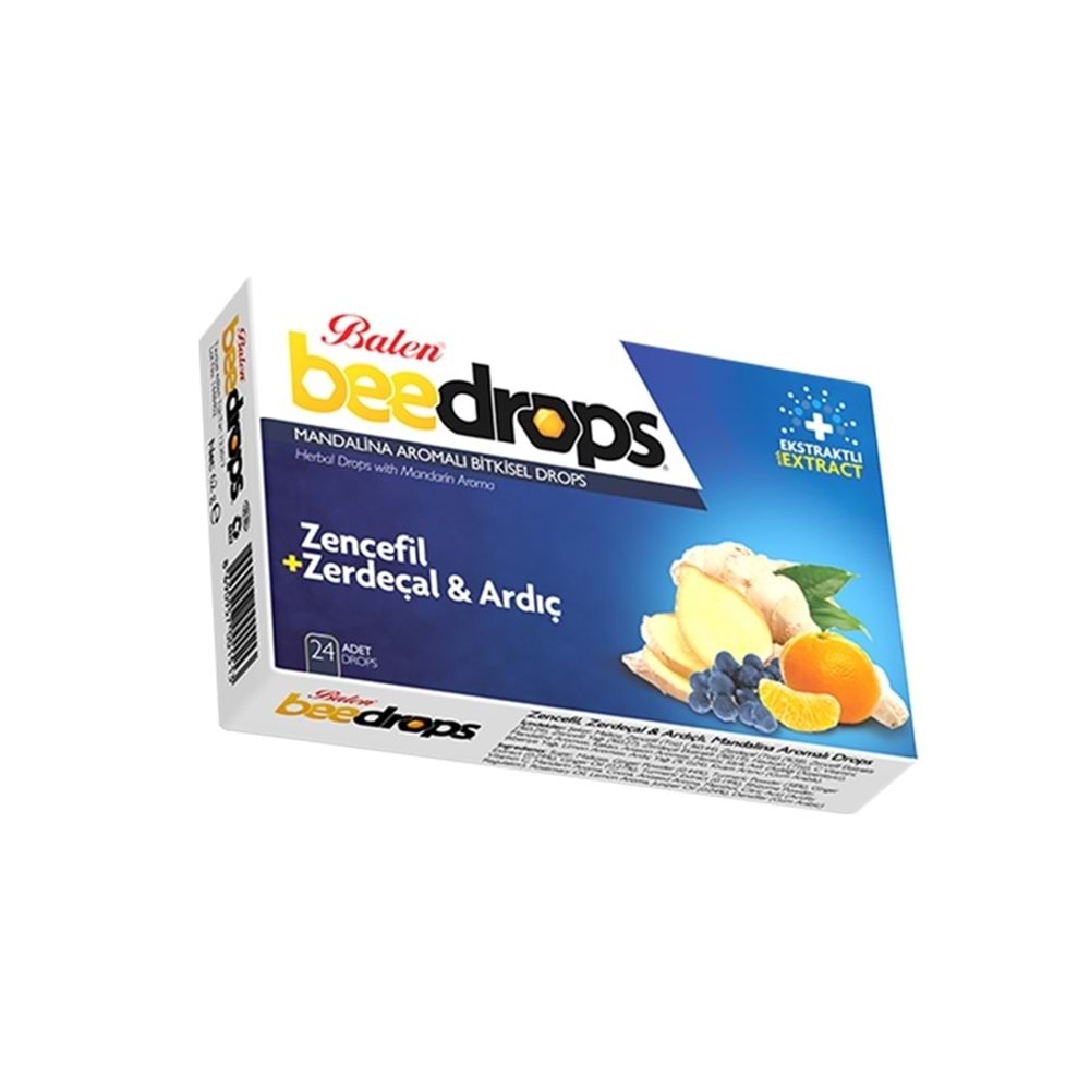 Balen Beedrops Zencefil-Zerdeçal-Ardıç ve Mandalina Aromalı Bitkisel Drops Kutu
