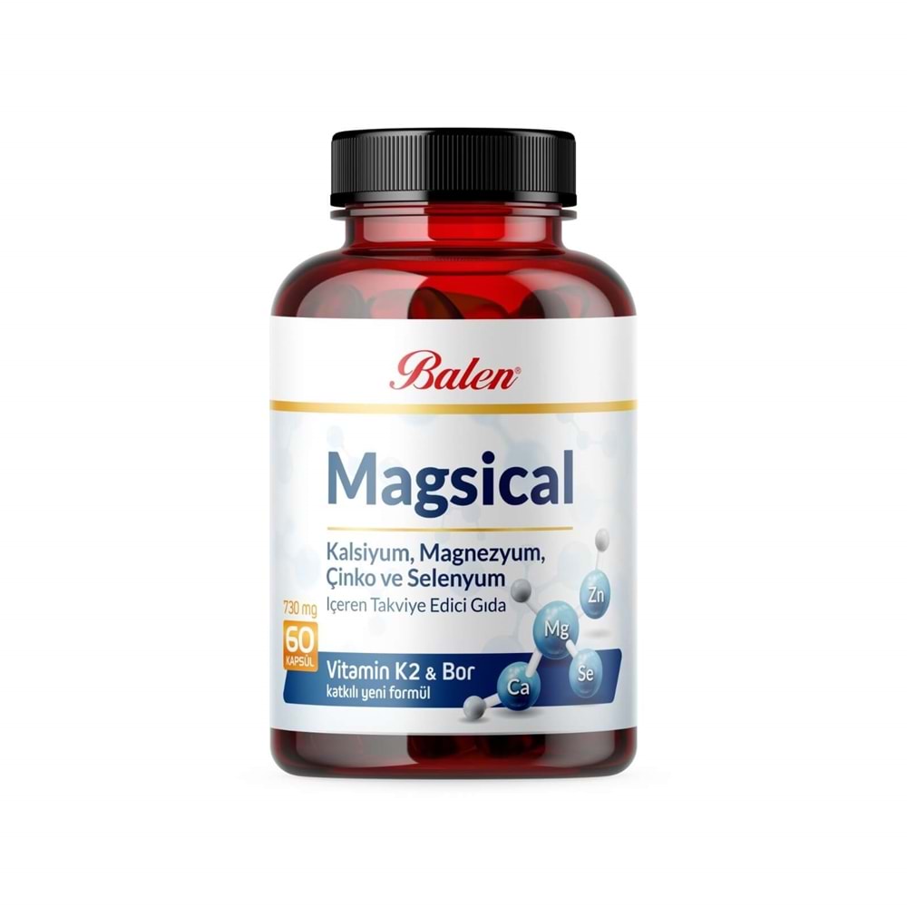 Balen Magsical Kalsiyum-Magnezyum-Çinko ve Selenyum İçeren 730 Mg 60 Kapsül