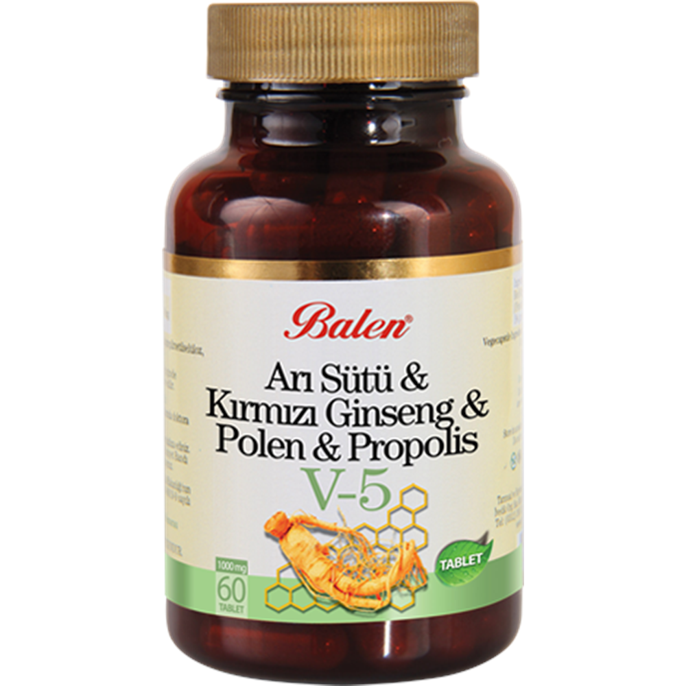 Balen Arı Sütü Kırmızı Ginseng Polen Propolis V-5 1015 Mg 60 Tablet