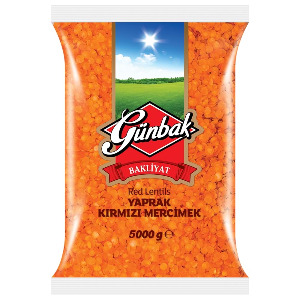 Günbak Yerli Yaprak Kırmızı Mercimek Dökme 5 Kg
