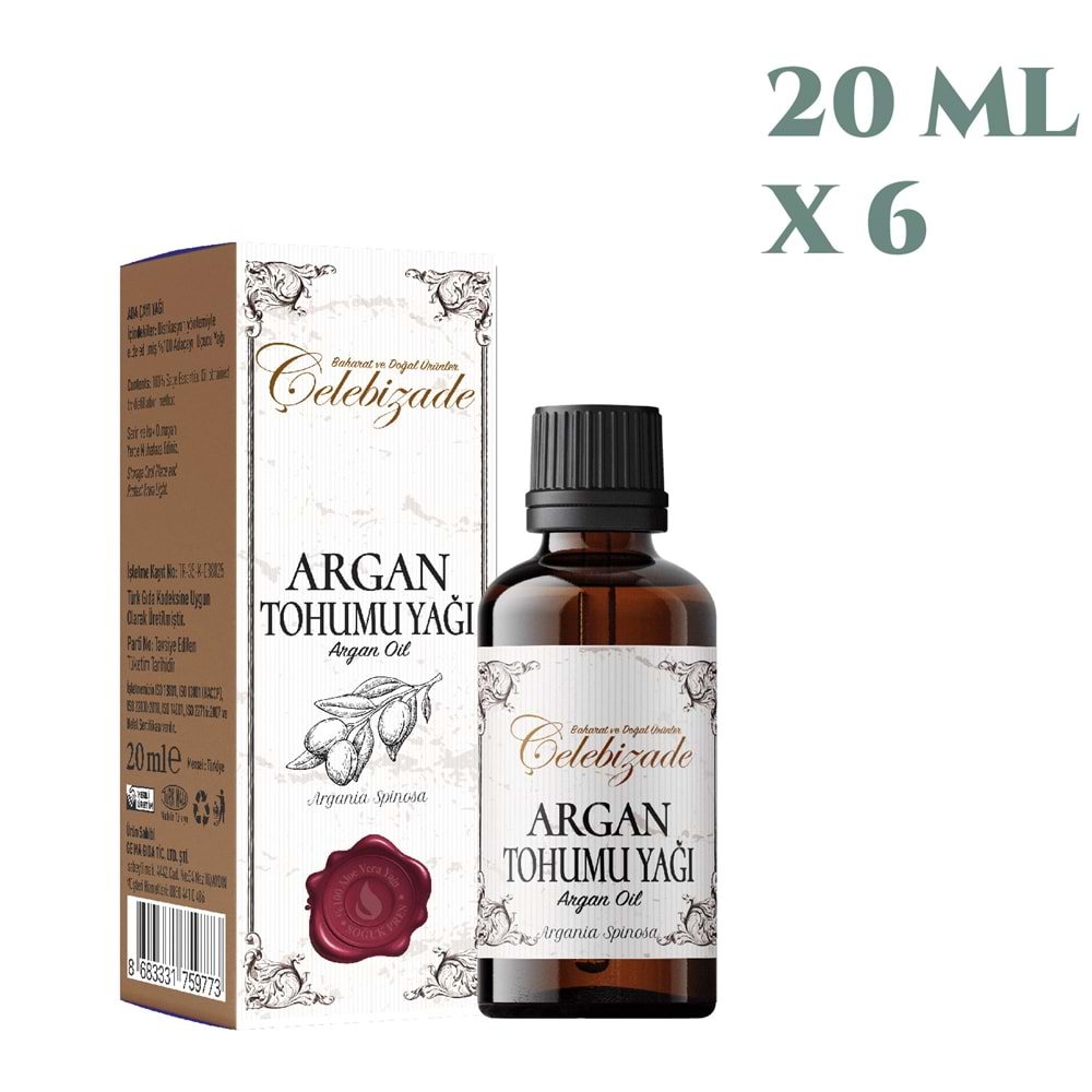 Çelebizade Argan Tohumu Yağı 20 ML X 6 Adet