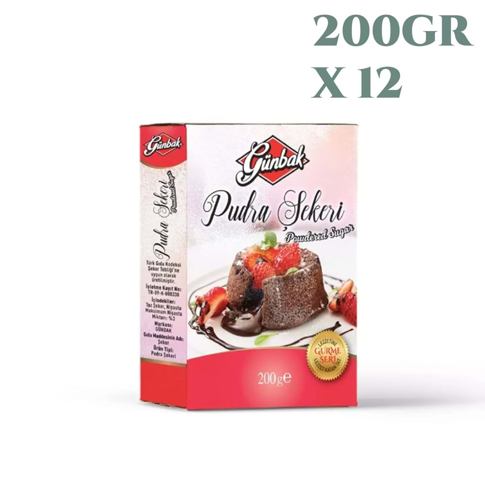 Günbak Pudra Şekeri 200 Gr X 12 Adet