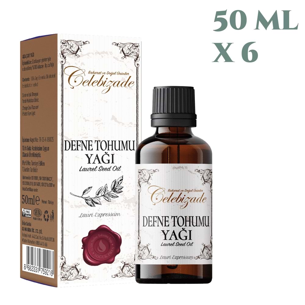 Çelebizade Defne Tohumu Yağı 50 ML X 6 Adet
