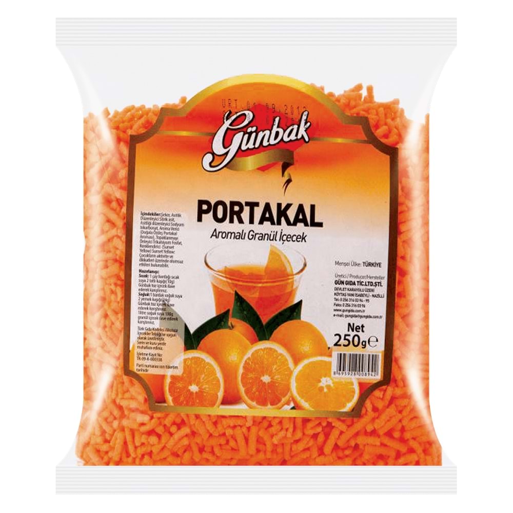 Günbak Portakal Aromalı GRANÜL İçecek 250 Gr