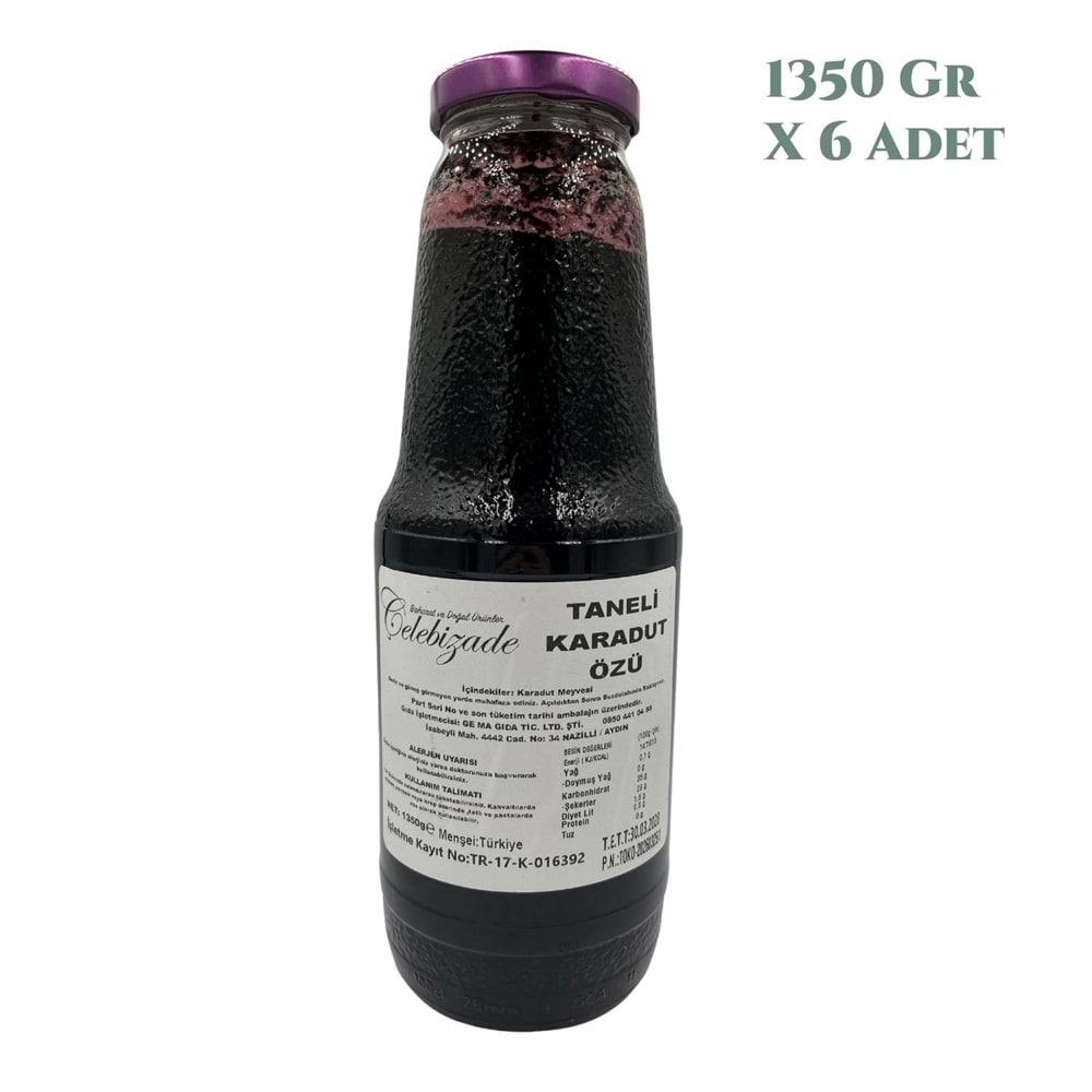Çelebizade Taneli Karadut Özü Konsantre 1350 Gr X 6 Adet