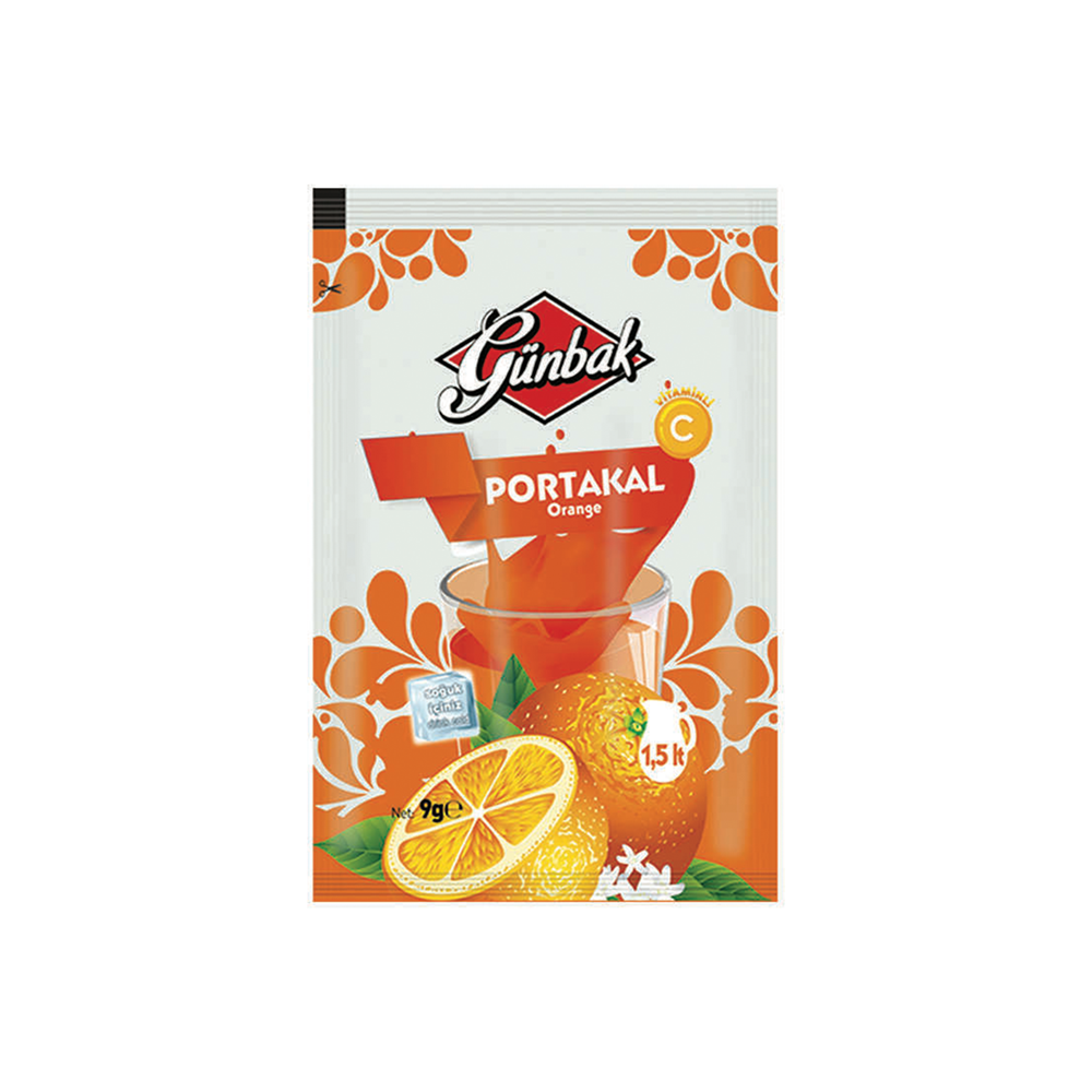 Günbak Portakal Aromalı Soğuk İçecek Tozu Kutu 9 Gr X 24 Adet