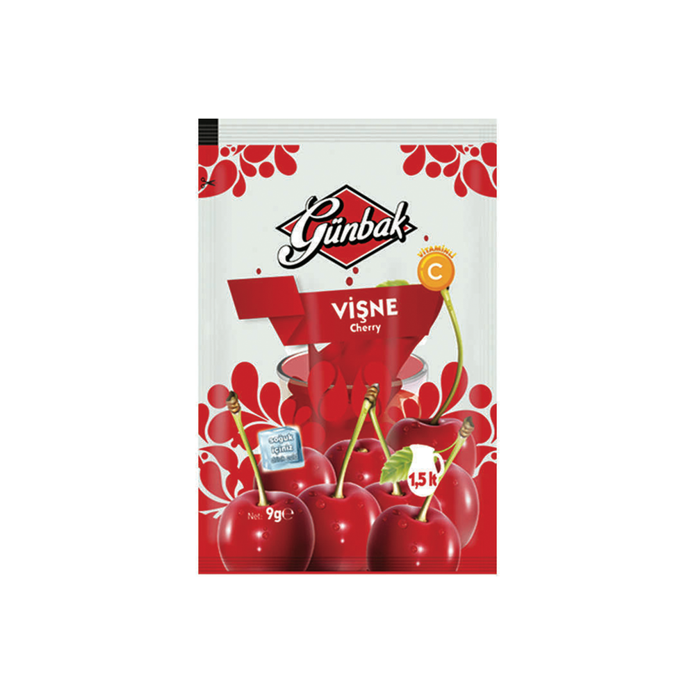 Günbak Vişne Aromalı Soğuk İçecek Tozu Kutu 9 Gr X 24 Adet