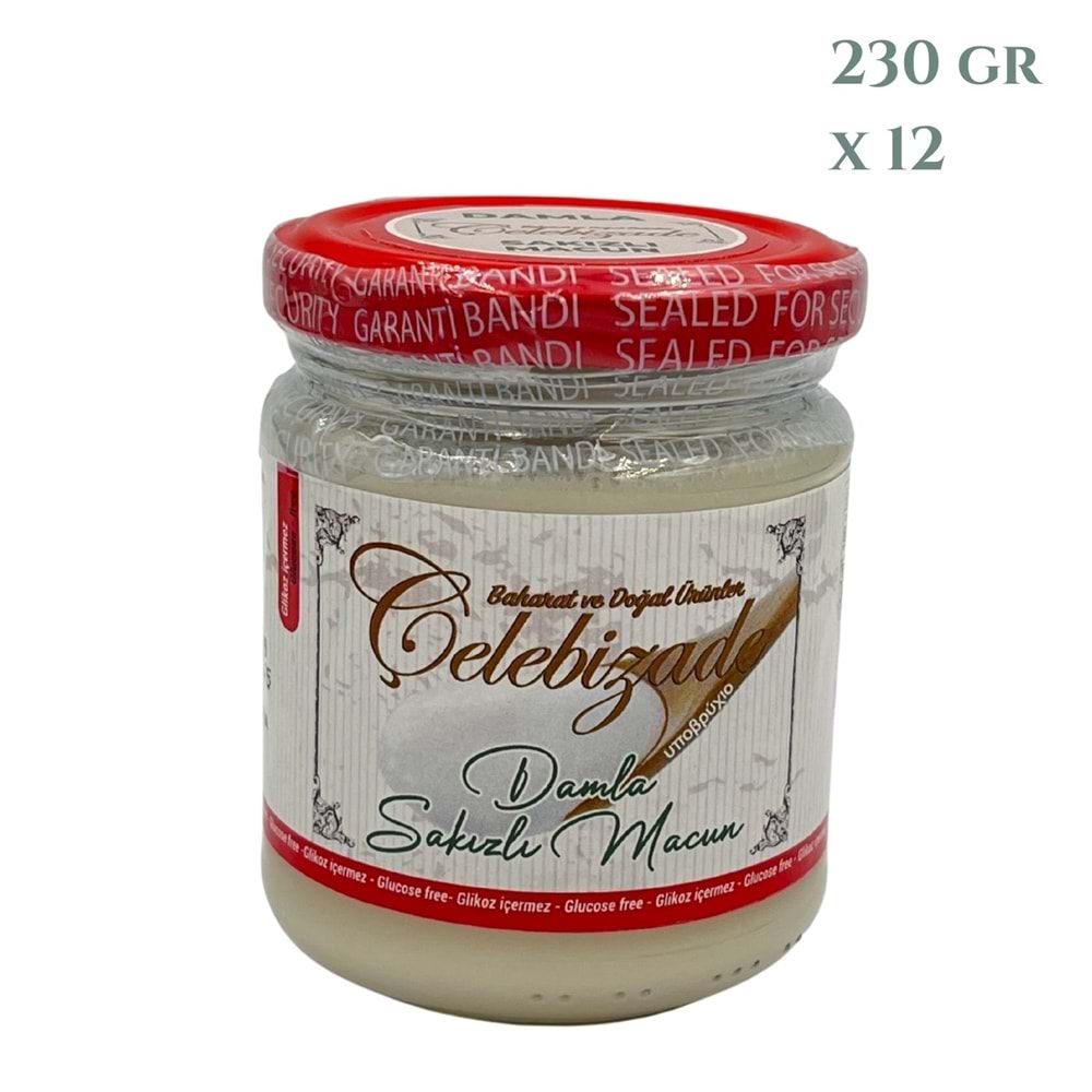 Çelebizade Damla Sakızlı Macun 230 Gr X 12 Adet