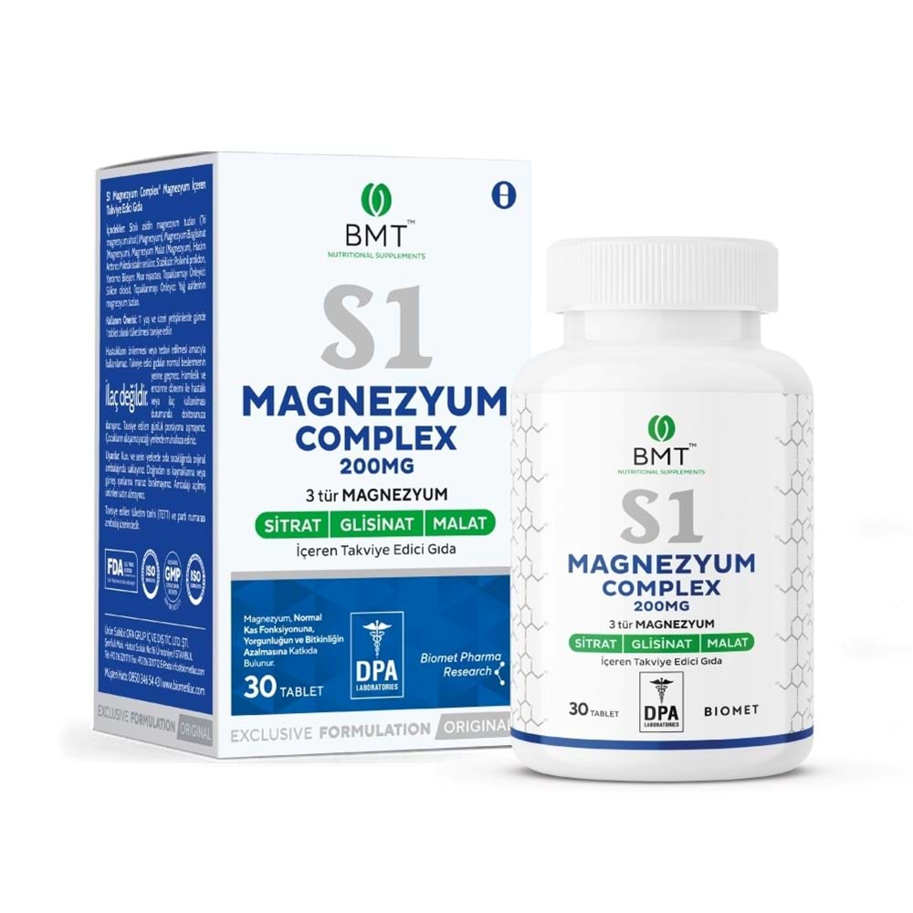 Biomet S1 Magnezyum Complex 200 MG 30 Tablet 52,5 GR