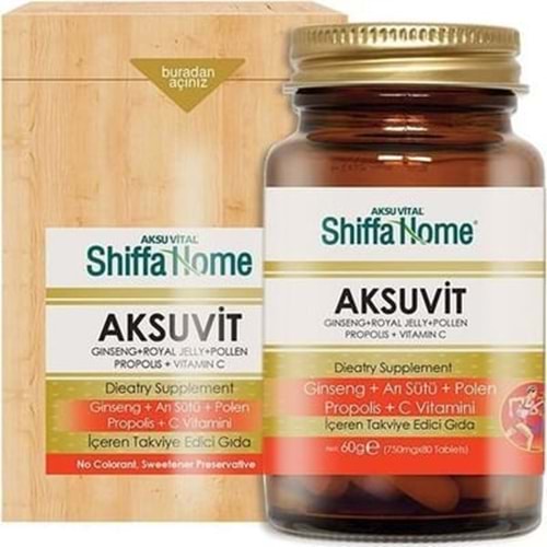 Shiffa Home Aksuvit Ginseng Arı Sütü Polen Propolis C Vitamin 60 Gr 80 Kapsül