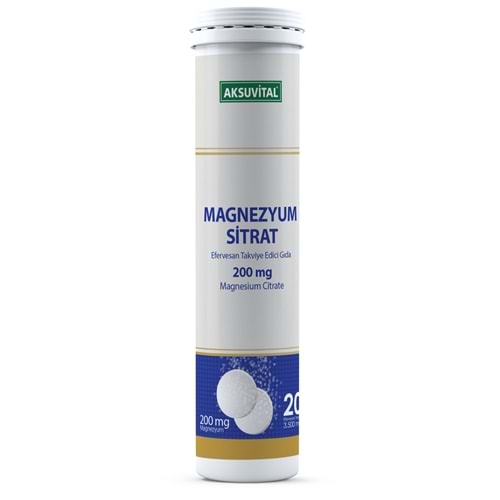 Aksu Vital Magnezyum Sitrat Efervesan 200 Mg 20 Tablet