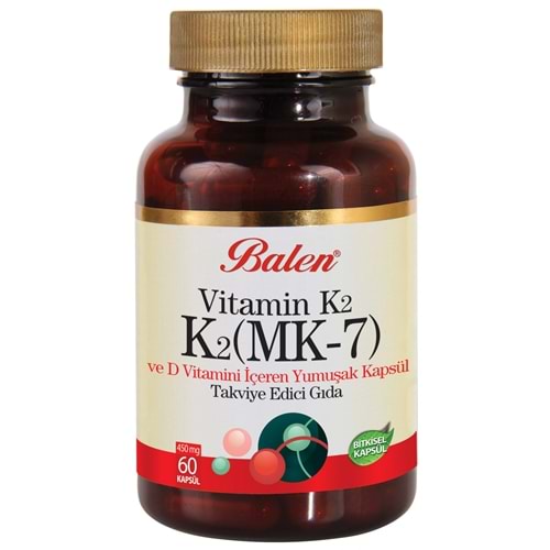 Balen Vitamin K2 MK-7 ve D Vitamini İçeren 450 Mg 60 Kapsül
