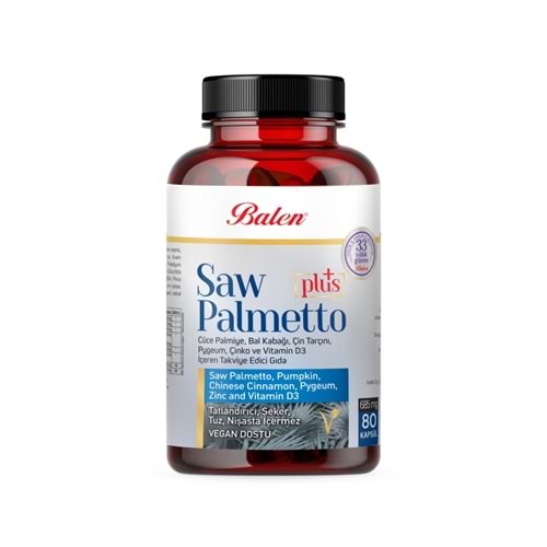 Balen Saw Palmetto Plus Cüce Palmiye Çinko D3 Vitamin 685 Mg 80 Kapsül
