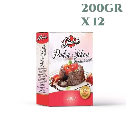 Günbak Pudra Şekeri 200 Gr X 12 Adet