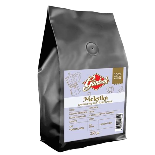Günbak Meksika Kavrulmuş Toz Filtre Kahve 250 Gr