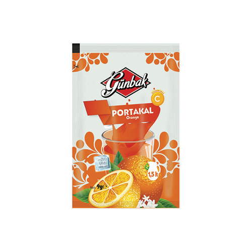 Günbak Portakal Aromalı Soğuk İçecek Tozu Kutu 9 Gr X 24 Adet