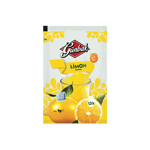 Günbak Limon Aromalı Soğuk İçecek Tozu Kutu 9 Gr X 24 Adet