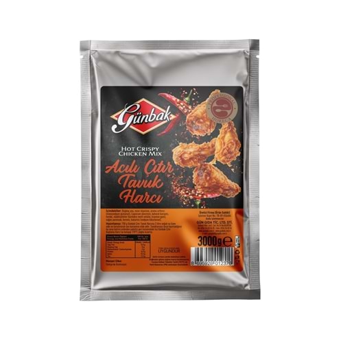 Günbak Acılı Çıtır Tavuk Harcı 3000 Gr