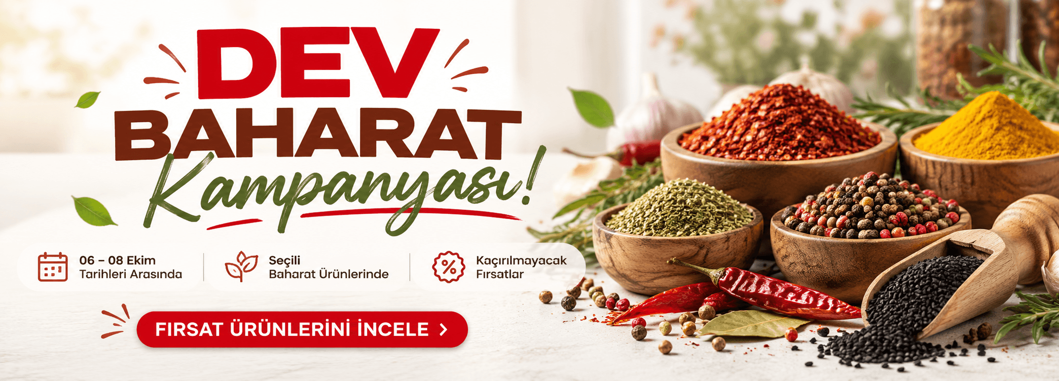 Baharatevim 06-08 Ekim Dev Baharat Kampanyası fırsat ürünleri