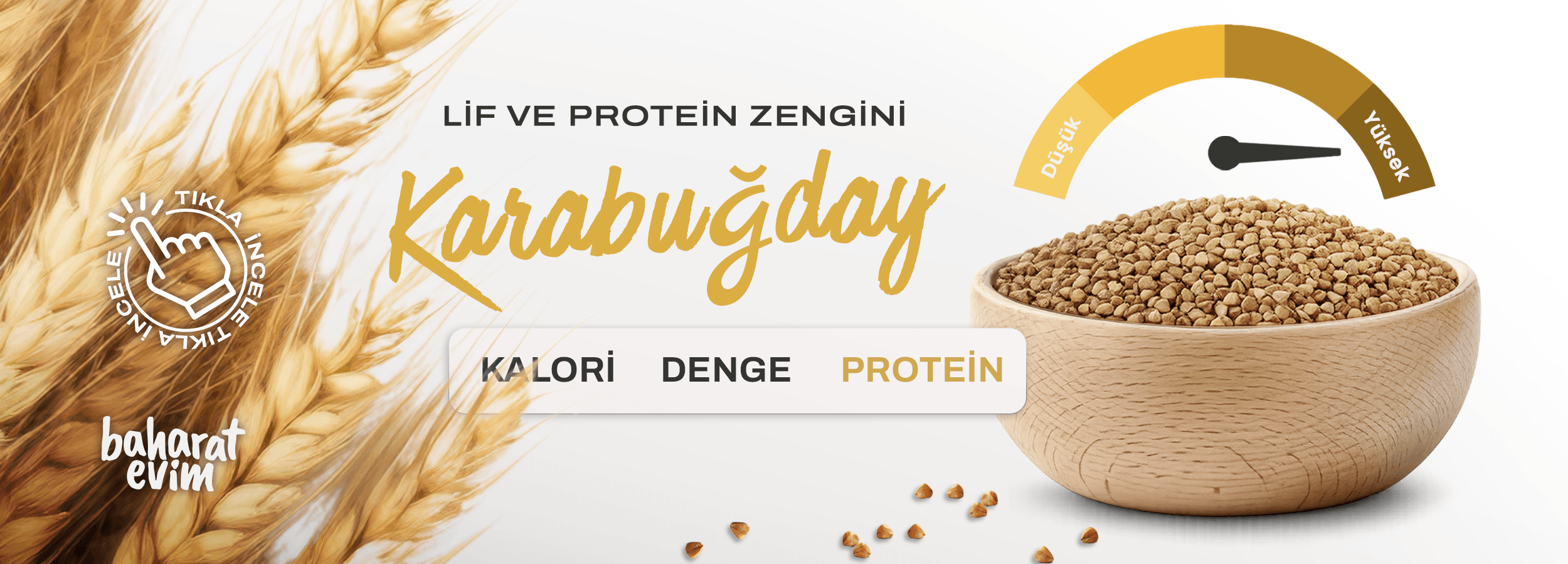 Lif ve protein açısından zengin karabuğday ürünü. Dengeli beslenmeyi destekleyen doğal ve besleyici tahıl Baharatevim de.