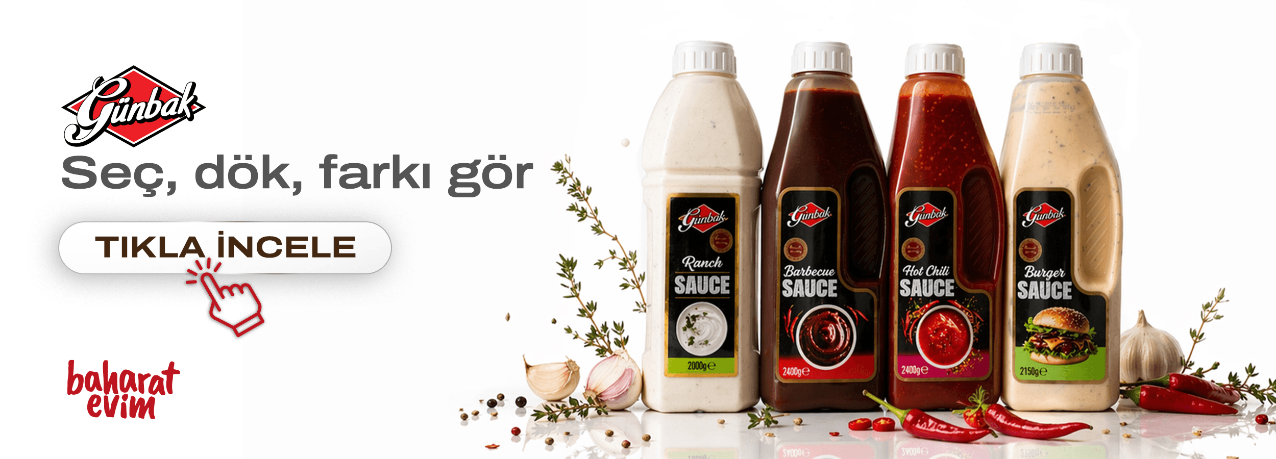 Günbak sos çeşitleri ranch barbekü acı sos ve burger sos Baharatevim