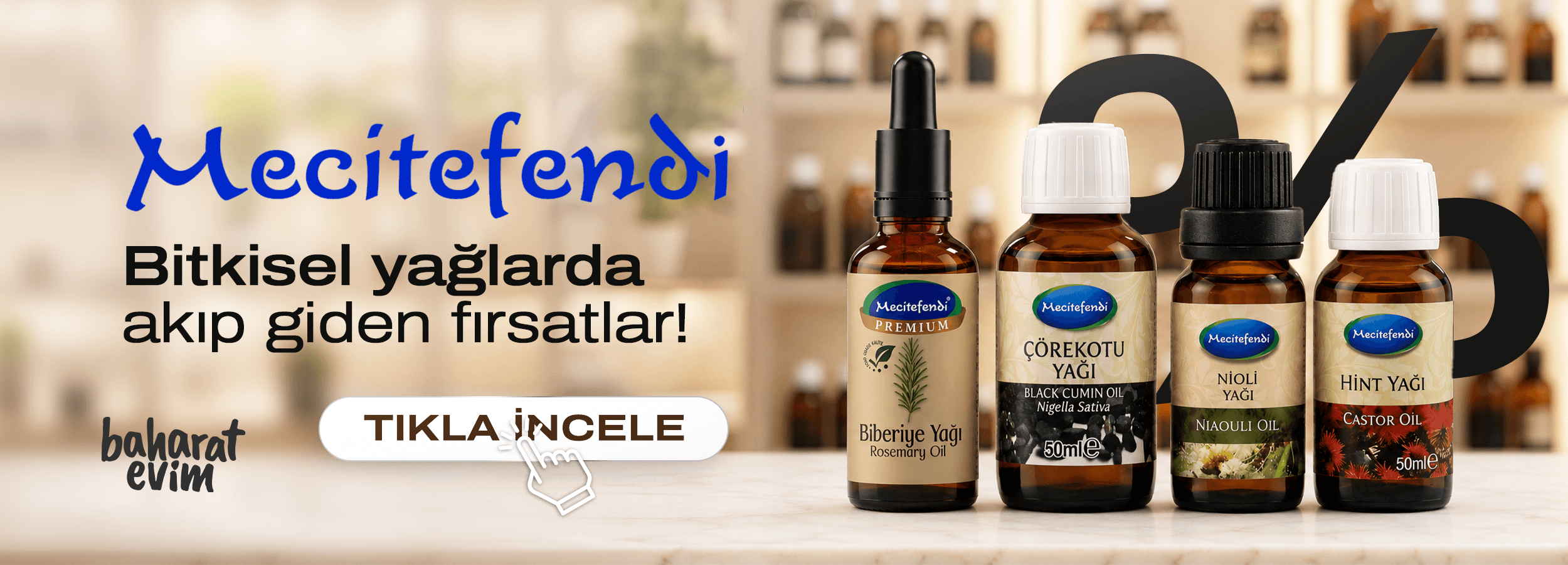 Mecitefendi çörek otu yağı, biberiye yağı, hint yağı ve nioli yağı çeşitleri