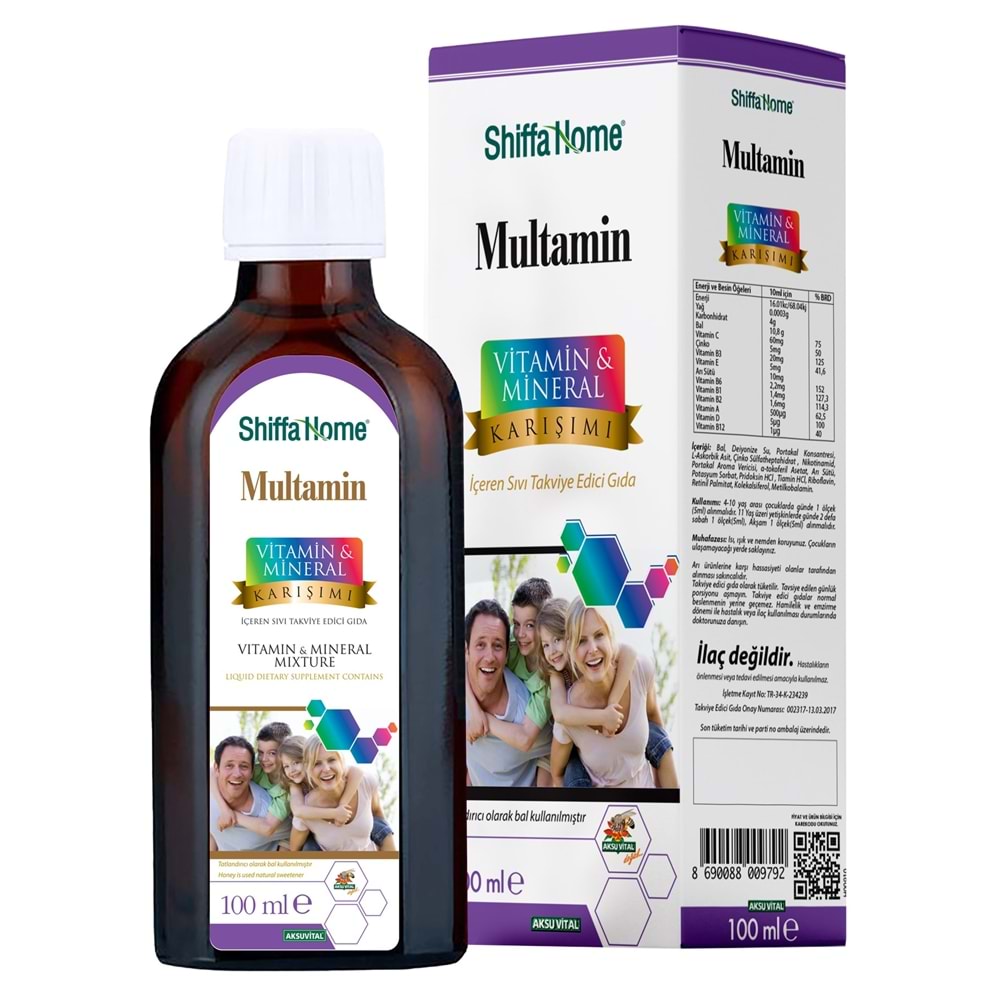 Shiffa Home Multamin Vitamin ve Mineral Karışımı Şurup 100 ML