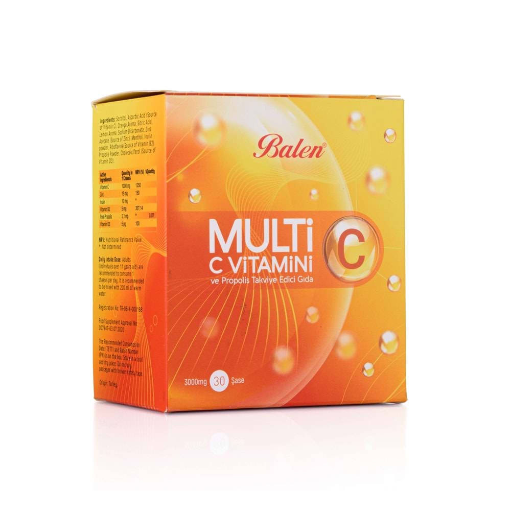 Balen Multi-C C Vitamini ve Propolis Takviye Edici Gıda Kutu 30 Şase