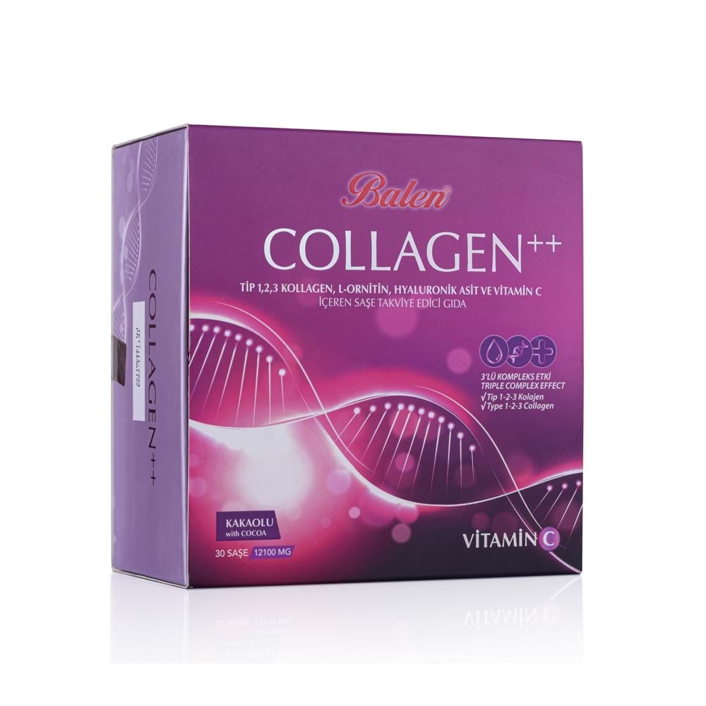 Balen Collagen Kakaolu Complex++Tip 1 2 3 Kollajen L-Ornitin Hyaluranik Asit VitaminC 30 Saşe