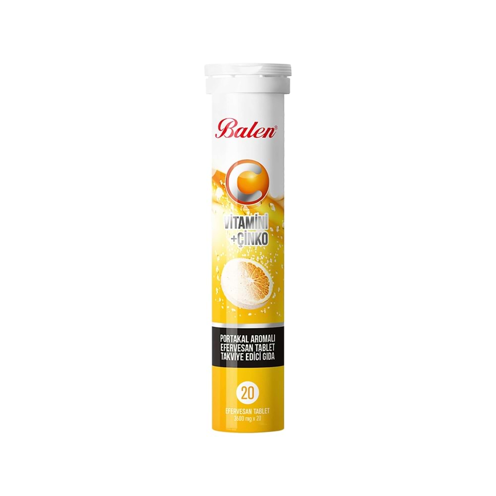 Balen CVitamini-Çinko ve Portakal Aromalı Efervesan Tablet 3600 Mg 20 Adet