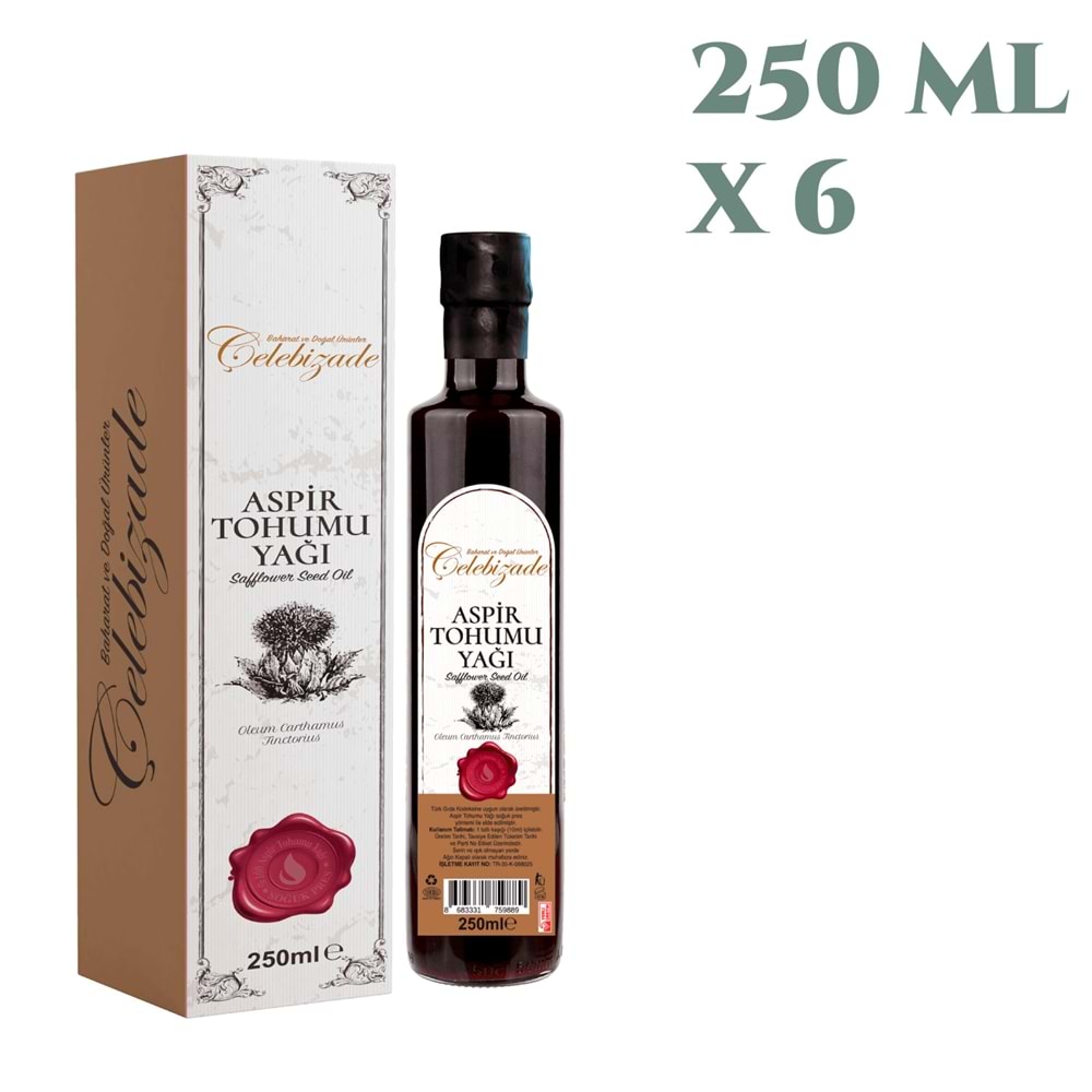 Çelebizade Aspir Tohumu Yağı 250 ML X 6 Adet